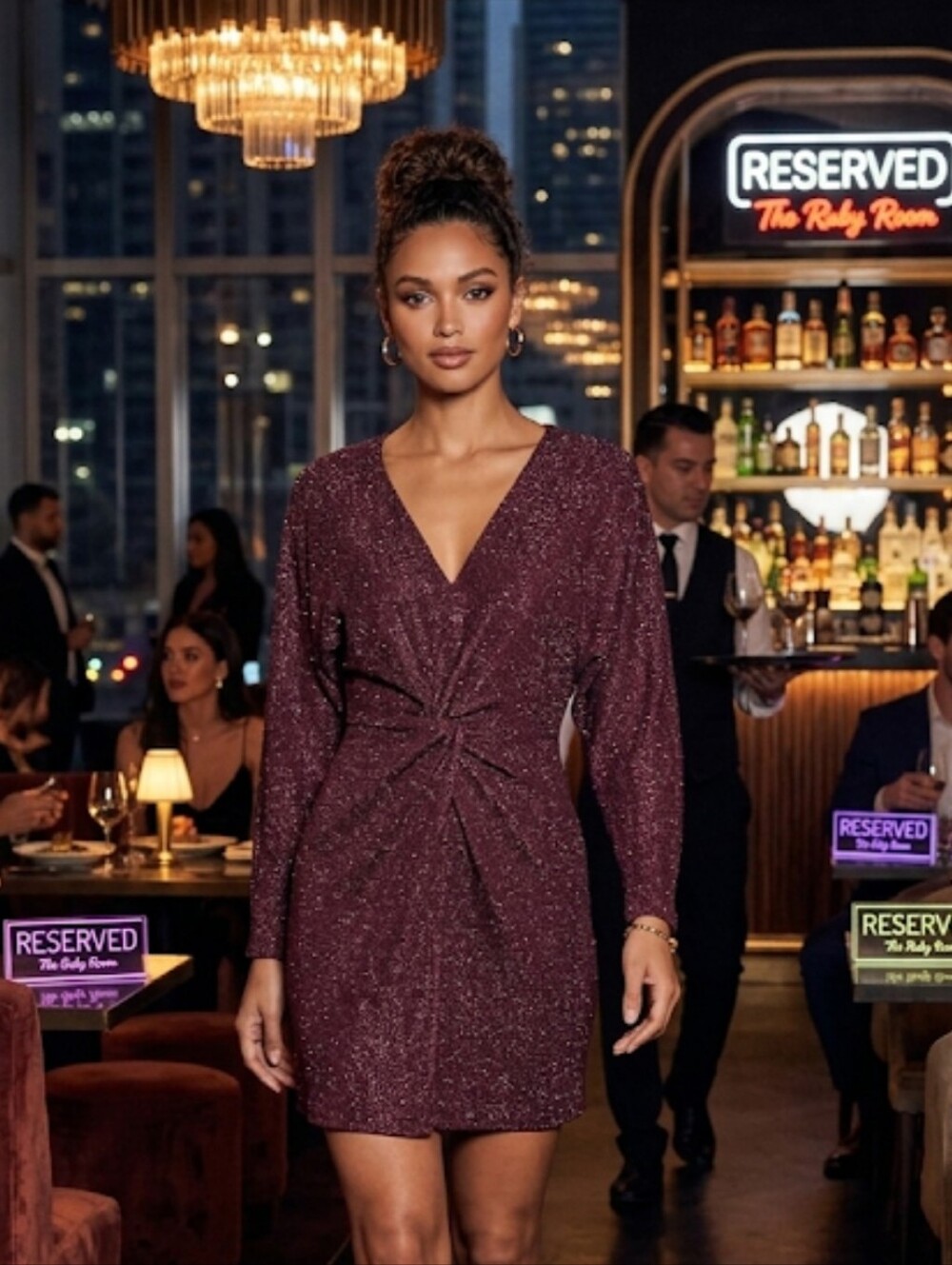 NWT Lush Front Knot Dress XS City Dinner Nightclub #drs17